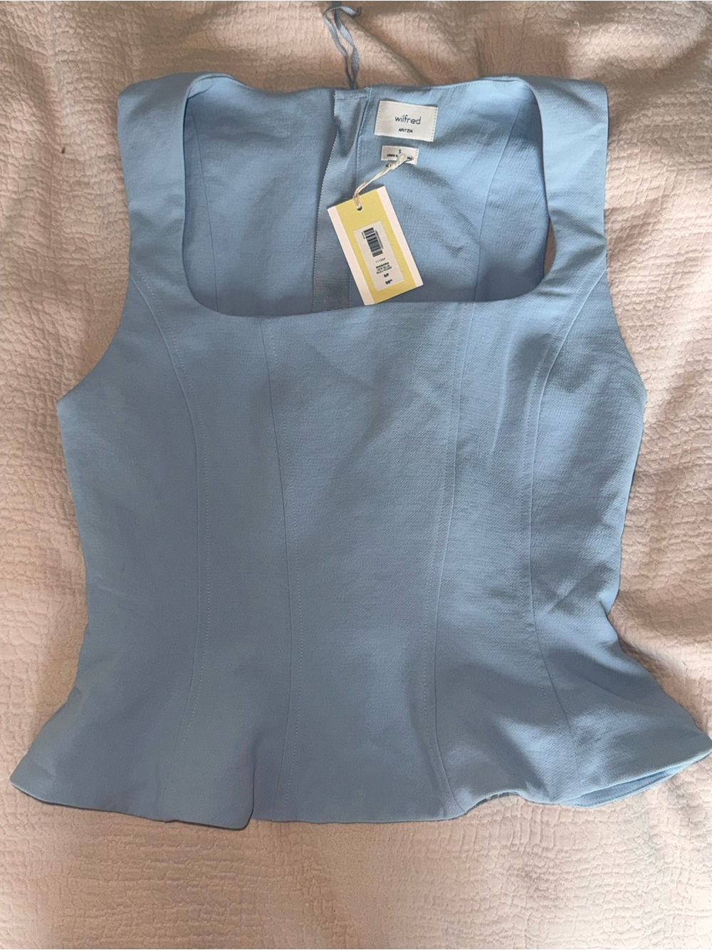 Aritzia Wilfred Light Blue Square Neck Peplum Camisole
